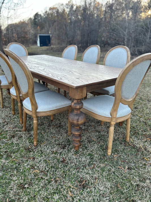 Classic Dining Table with Upholstered Chairs