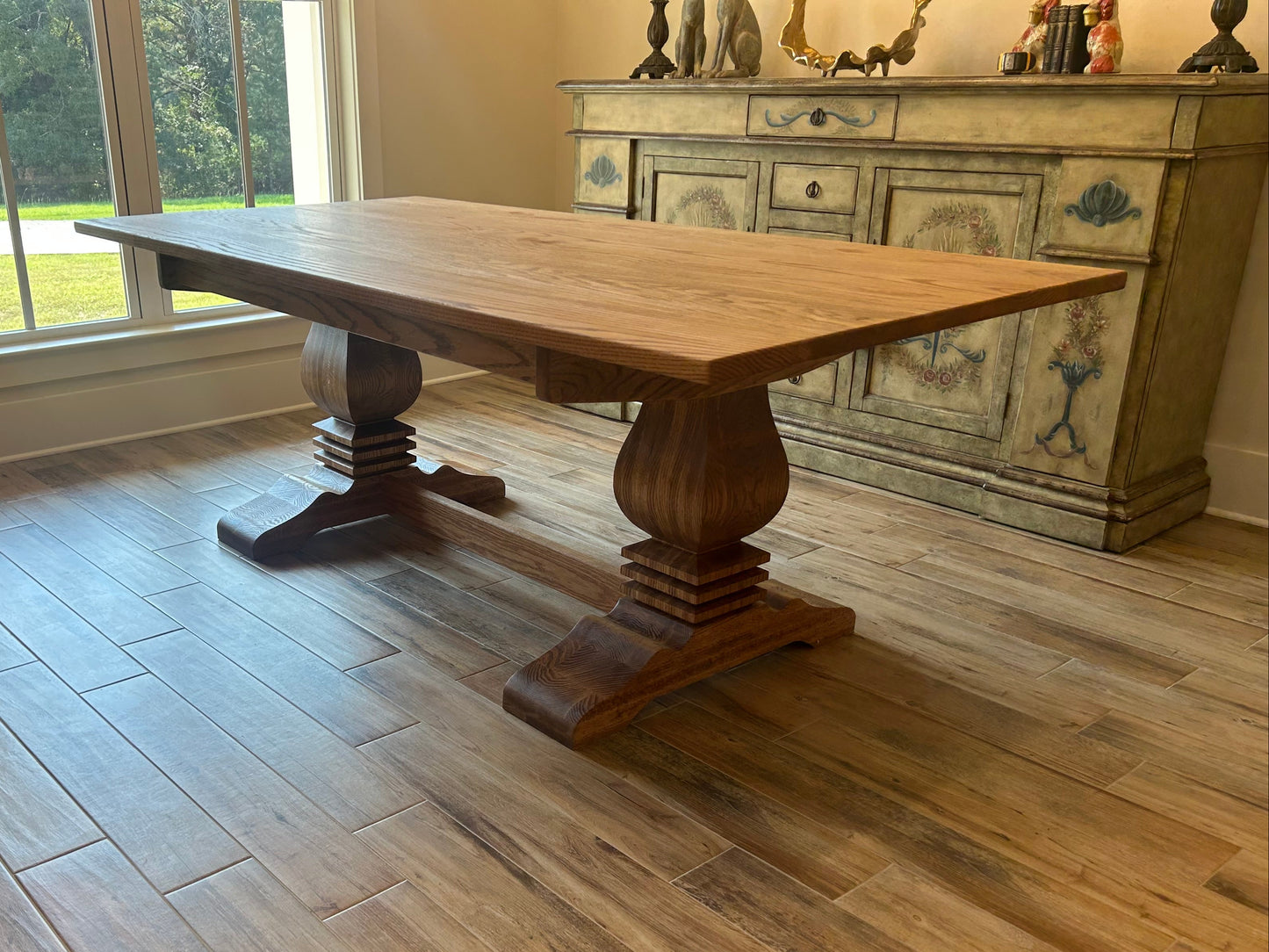 Flora Farmhouse Double Pedestal Table